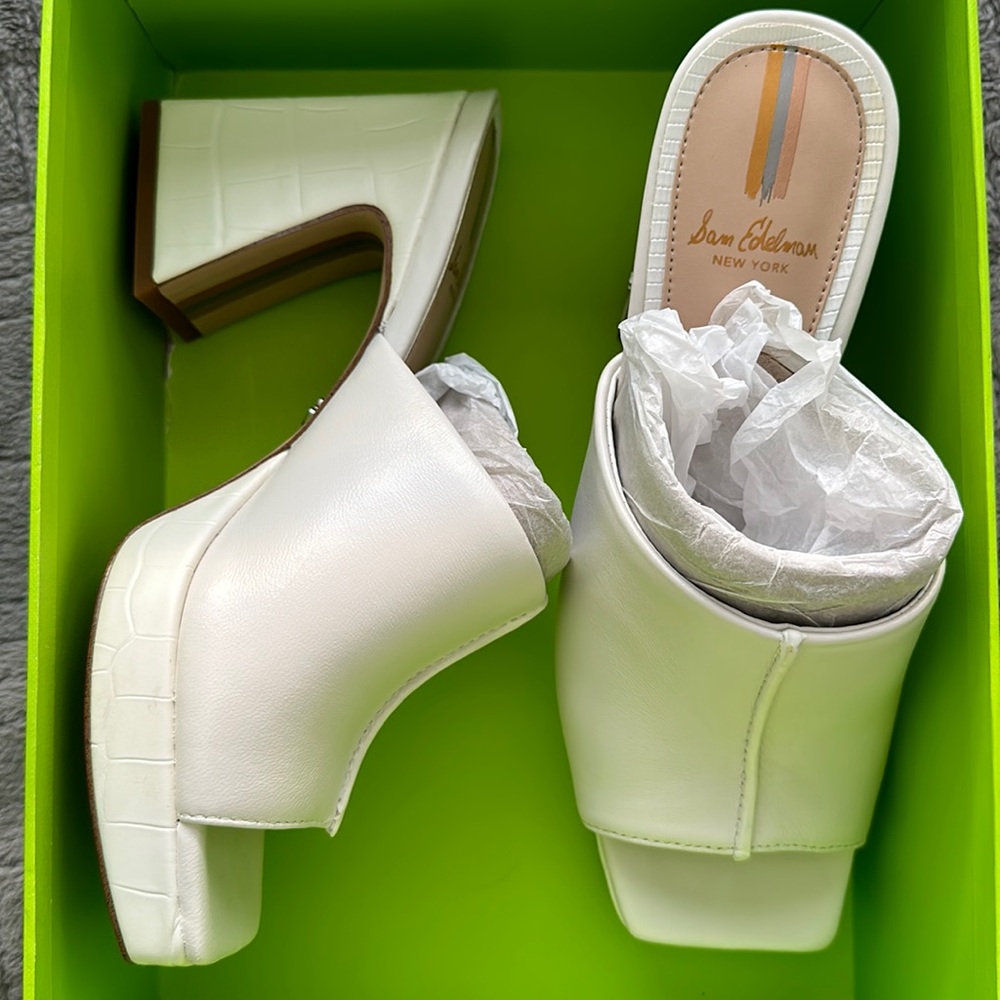 Sam Edelman Wilton White Leather heel size 7